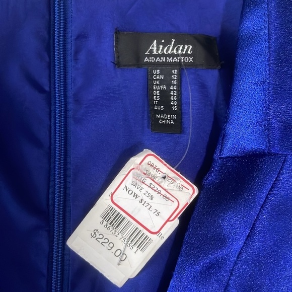 Aidan Mattox NWT V-Neck Satin Shirt Dress in Royal Sapphire Blue Size 12 NEW - Picture 9 of 16